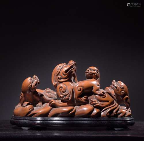 Chinese Huangyang Wood Carved Brush Holder