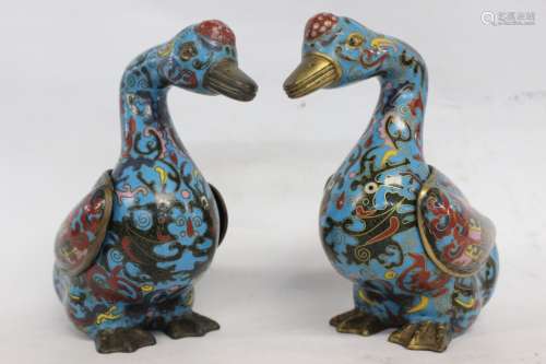 Pair of Chinese Cloisonne Duck