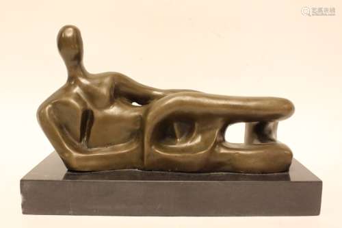 Henry Moore Style Bronze Statue