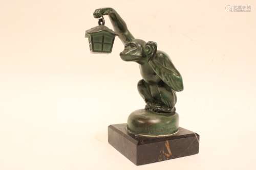 Bronze Monkey Holding a Lamp, Sign