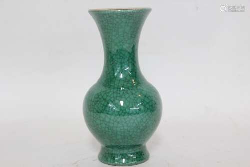 Chinese Green Glazed Porcelain Vase