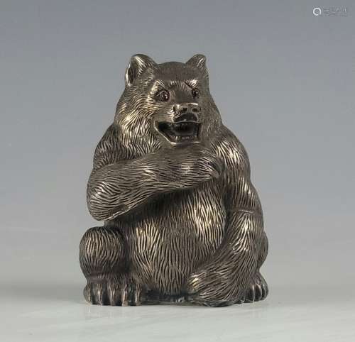 Russian Silver Bear Figurine Hallmarked