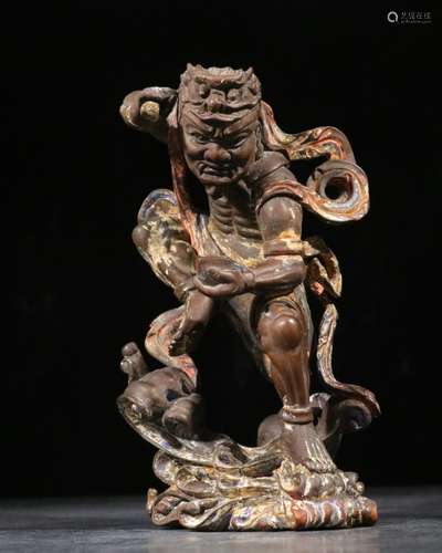 Chinese Huangyang Wood Carved Kuixing Figural