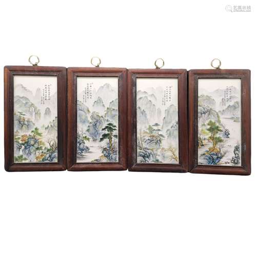 Chinese Famille Rose Porcelain Plaques