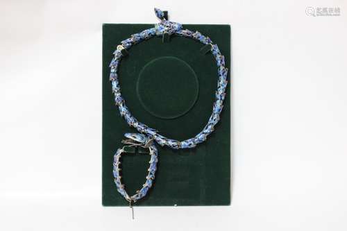 Two Chinese Enamel Necklace and Bracelet