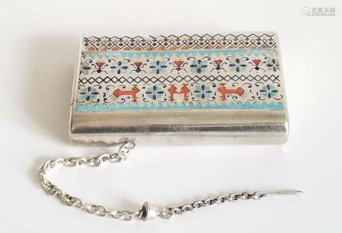 19C Russian Silver Champleve Enamel Cigarette Case