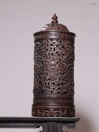 Chinese Zitan Wood Carved Perfumer Case