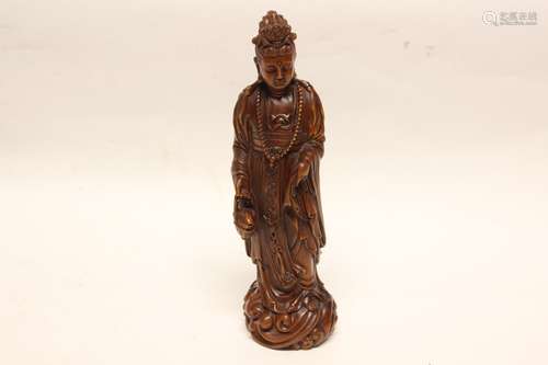 Chinese Huangyang Wood Carved Guanyin