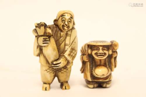 Two Japanese Bone Netsuke