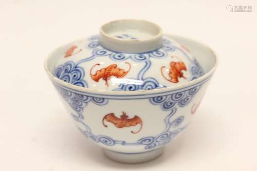 Chinese Blue and White Porcelain Cover Bowl