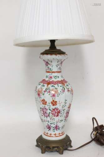 Chinese Glazed Porcelain Vase Made into Lamp