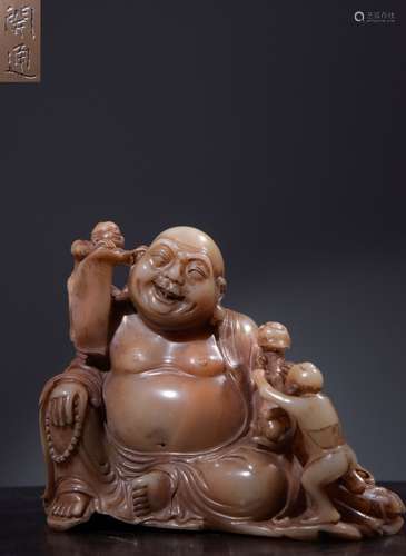 Chinese Soapstone Hand Carved Mile Buddha