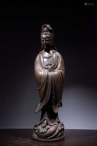 Chinese Bronze Standing Guanyin