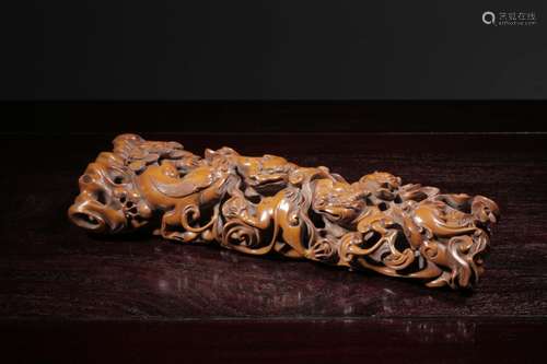 Chinese Huangyang Wood Carved Paper Weight