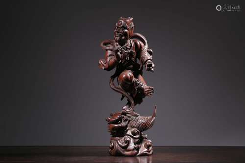 Chinese Huangyang Wood Carved Kuixing Figural