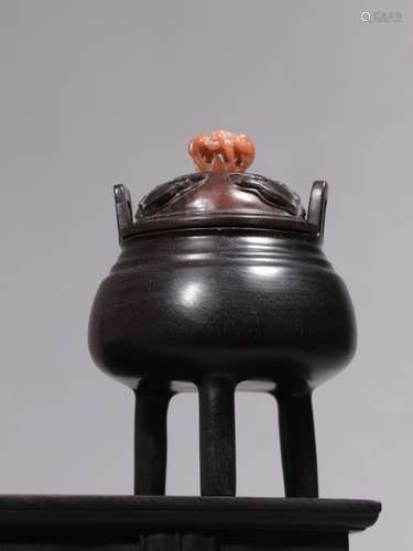 Chinese Zitan Wood Tripod Censer