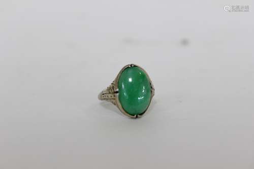 Women silver Ring w Jadeite Stone