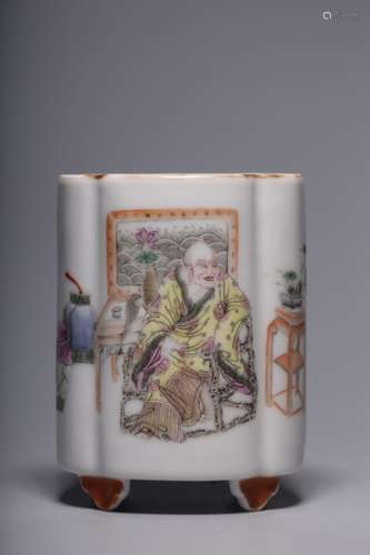 Chinese Famille Rose Porcelain Brushpot,Mark