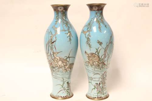 Pair of Very Fine Japanese Cloisonne Vase