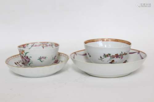 Mid-qing, Two Chinese Famille Rose Cup&Saucer Set