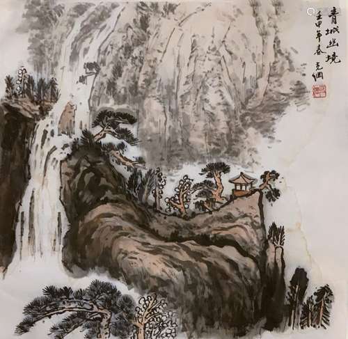 Chinese Ink Color Landscape Painting