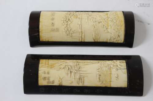 Pair of Chinese Bone Carved Paper Weight