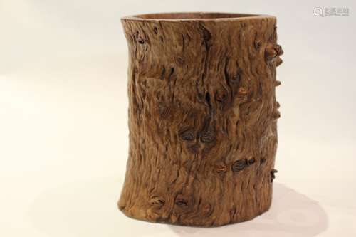 Chinese Wood Carved Brushpot