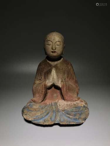 Sandalwood Painted Buddha Statue