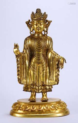 Gilt bronze Buddha statue