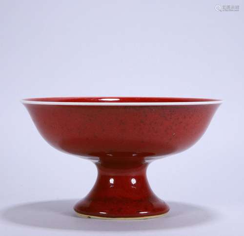 Ji red glaze high foot plate