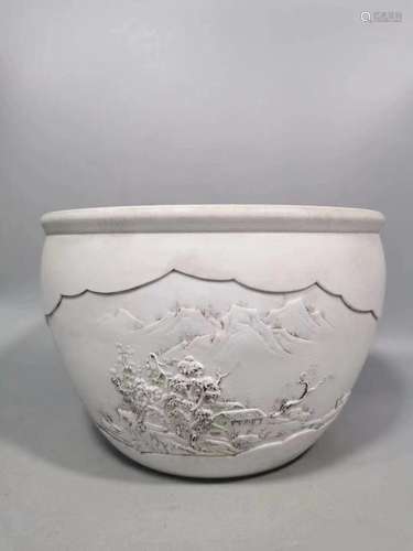 Carved porcelain painting jar