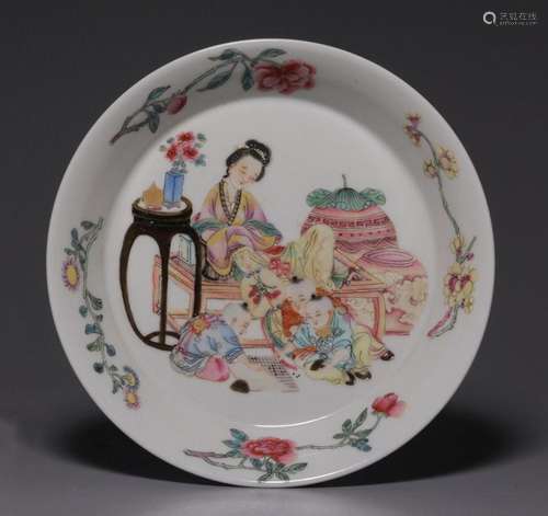 Pastel figure floral plate