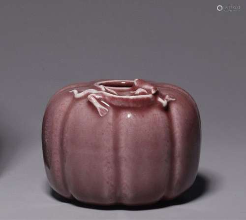 Red-glazed melon-shaped Chilong water bowl