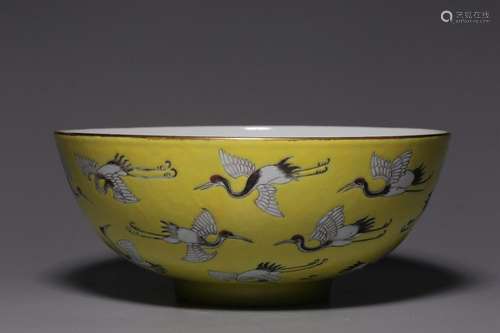 Pastel Yellow Glazed Crane Plate