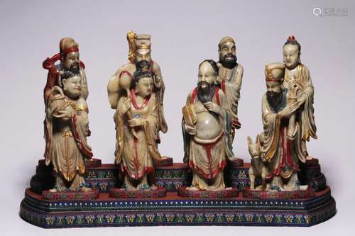 A set of Shoushan Stone Eight Immortals