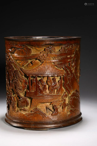 A Carved Bamboo Brushpot