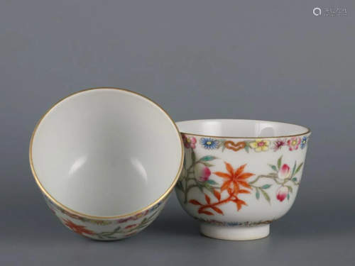 A Pair of Fencai Cups