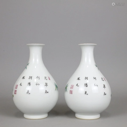 A Pair of Fencai Vases