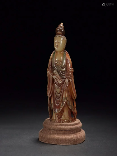 A Carved Shousan Guanyin Figurine