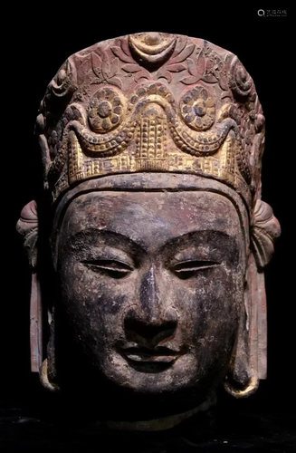 A Carved Stone Bodhisattva Head