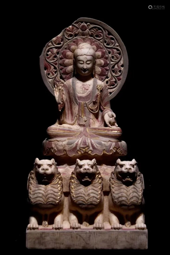 A Carved HanBaiYu Seated Buddha Statue