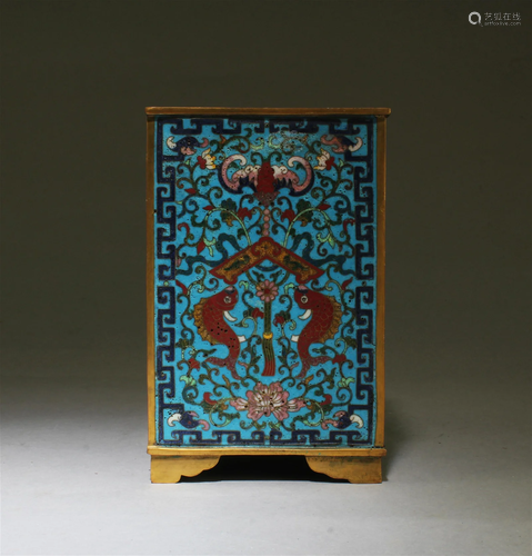 Chinese Cloisonne Square-shaped Brushpot