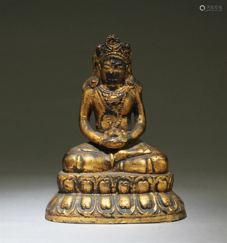 Chinese Gilt Bronze Bodhisattva Statue