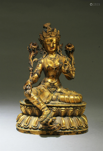 Chinese Gilt Bronze Bodhisattva Statue