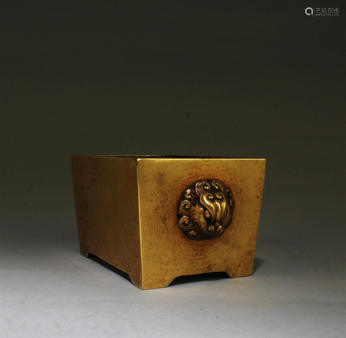 Chinese Bronze Rectangular Shaped Censer