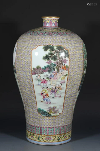 A Fencai Porcelain Meiping Vase