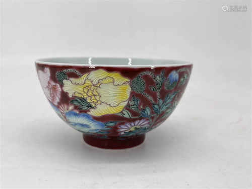 Famille rose flower bowl