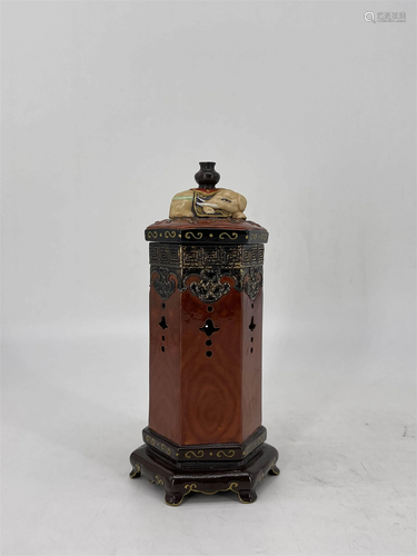 Famille rose hexagonal incense burner