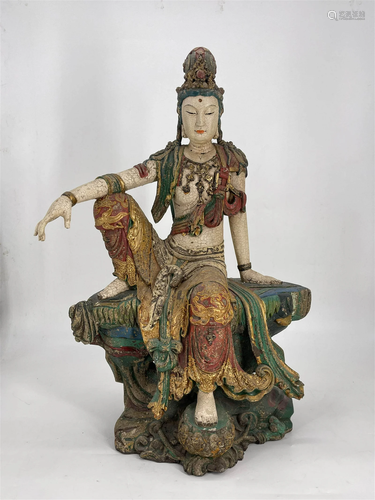 Painted wood figure of guanyin