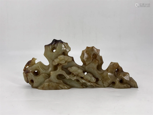 Brownish and buff jade mountain-form brush rack